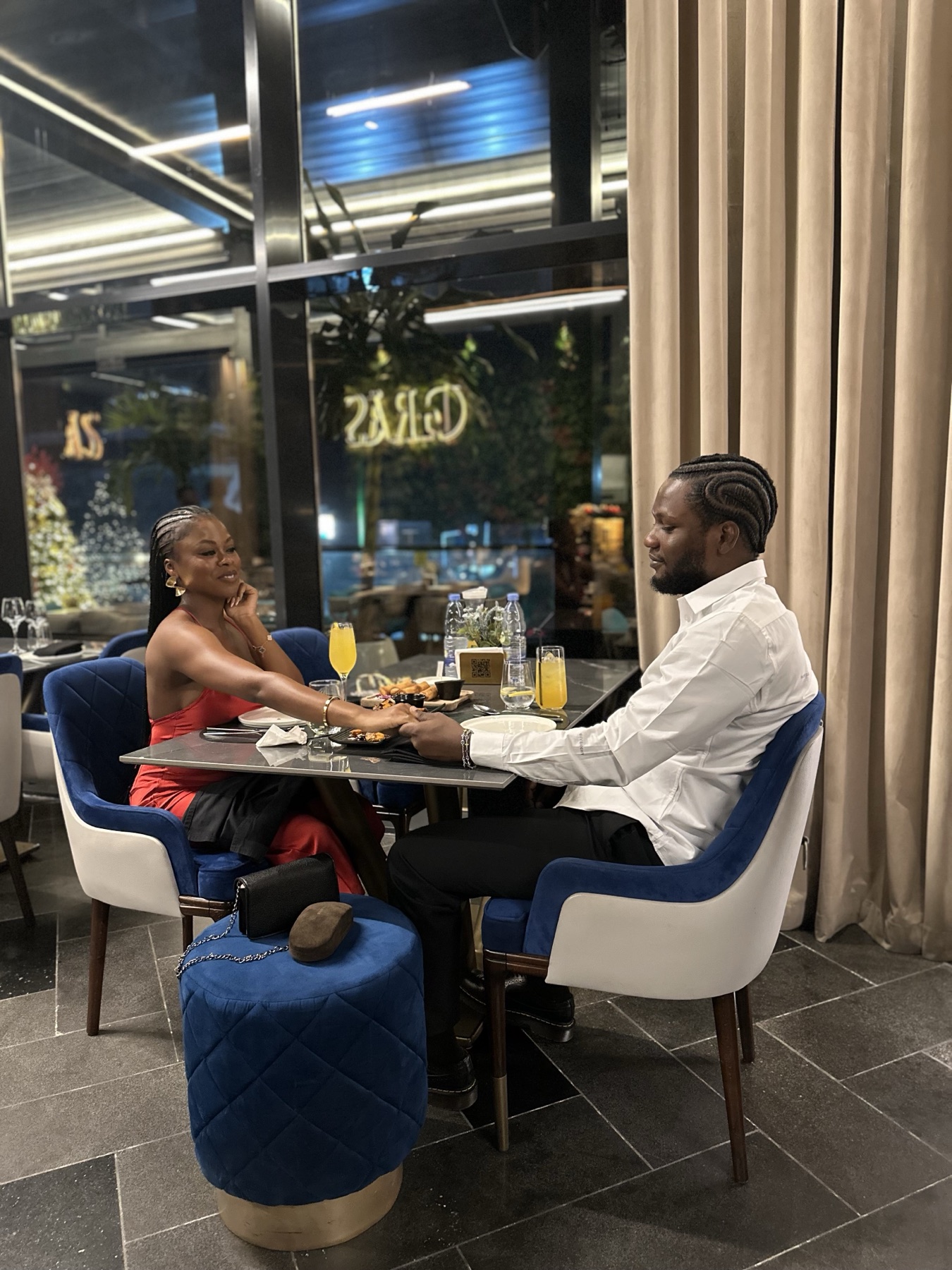 Doose and Deri at their first anniversary dinner